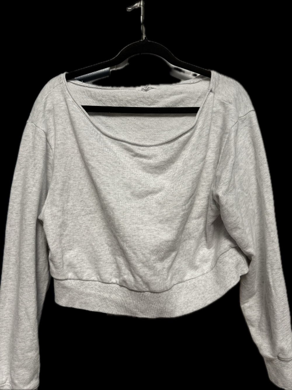 Cropped Off-Shoulder Sweatshirt- Gray size XS